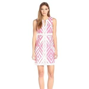 Taylor Embellished Print Pink Sheath Dress, Size 4